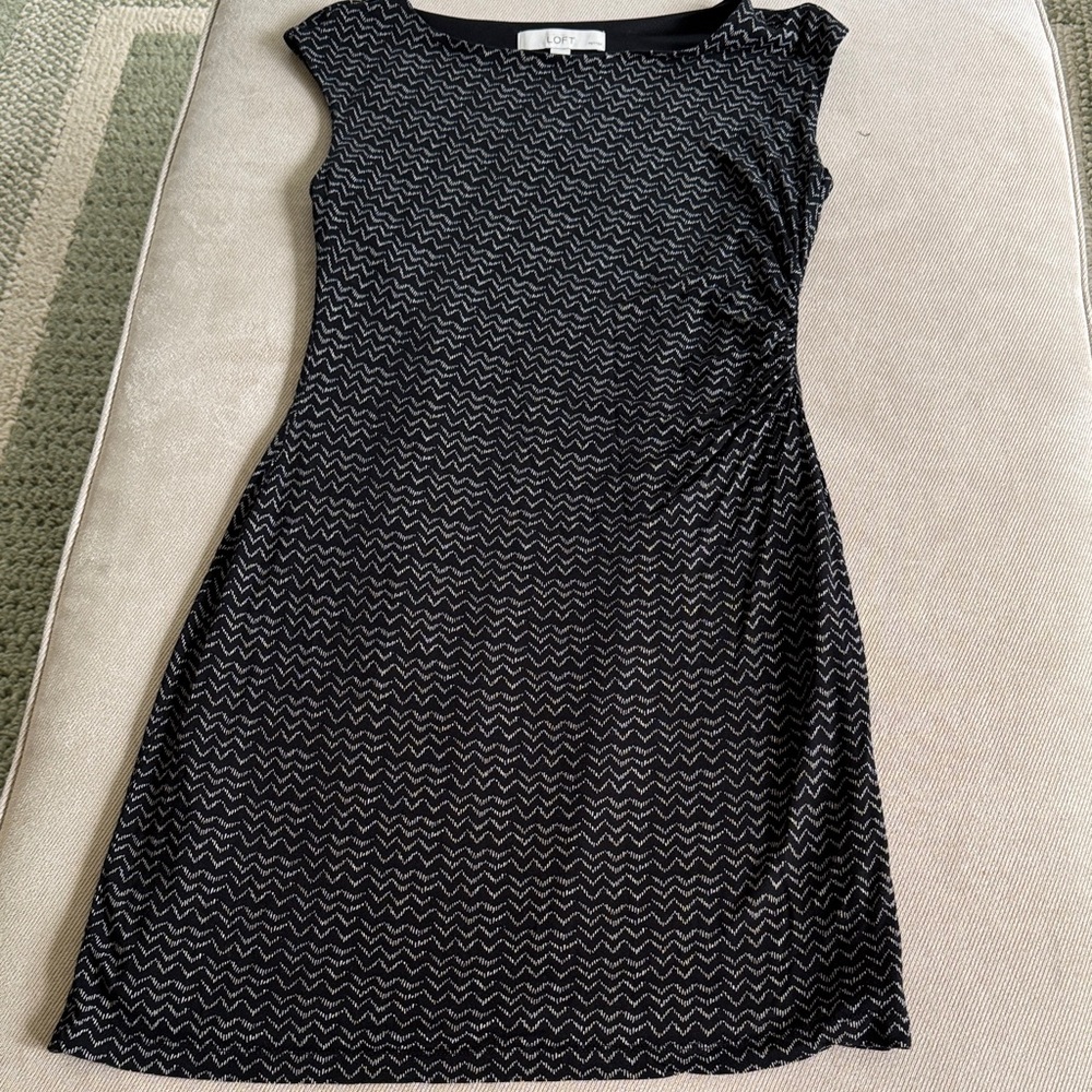 LOFT Black and White Zigzag Mini Dress
